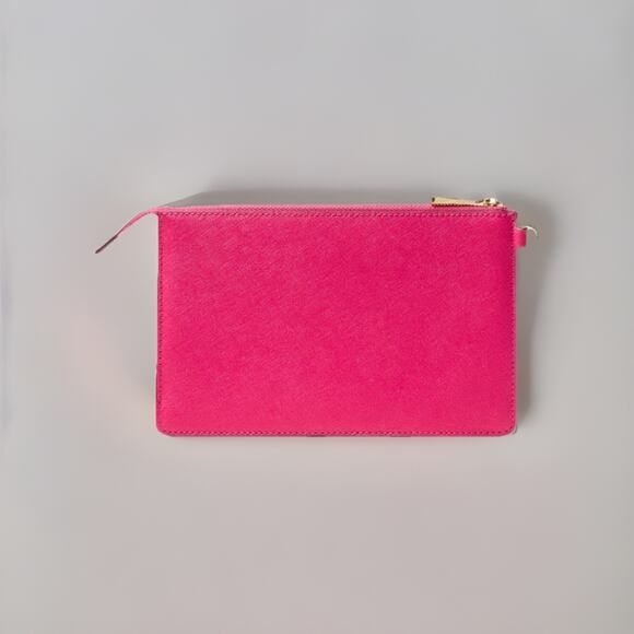 NWT Michael Kors Perforated Medium Gusset Leather Wristlet Ultra Pink w/GoldTone - Picture 2 of 5